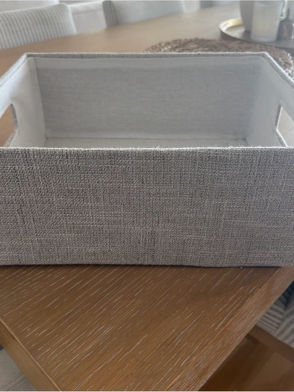 Neutral Gray Fabric Storage Bin with Handles - Modern Home Organizer